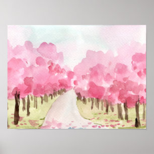 Affiche Fleurs de cerisiers Les deux côtés