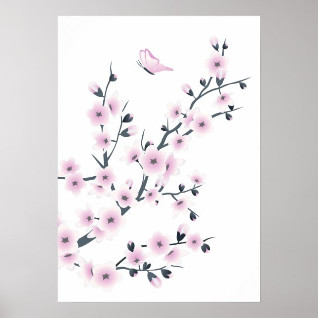 Affiche Fleurs de cerisiers roses (Devant)