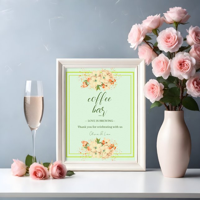 Affiche Fleurs de cerisiers roses, Bar Mariage à café (Créateur téléchargé)