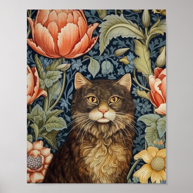Affiche Fleurs de chat Brown et de pivoine Art nouveau (Devant)