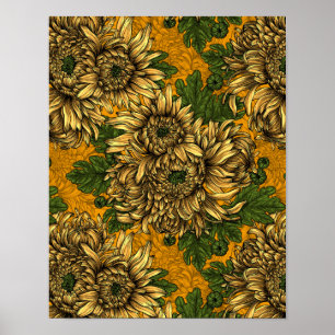 Affiche Fleurs de chrysanthème jaune
