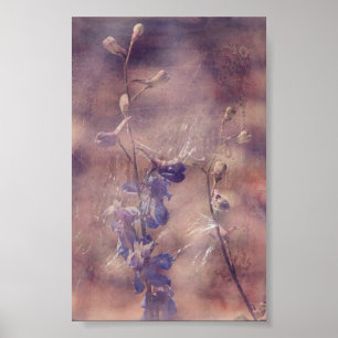 Affiche Fleurs de Delphinium Grunge Art numérique
