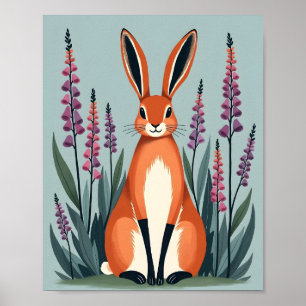 Affiche Fleurs de Digitale Lapin Orange