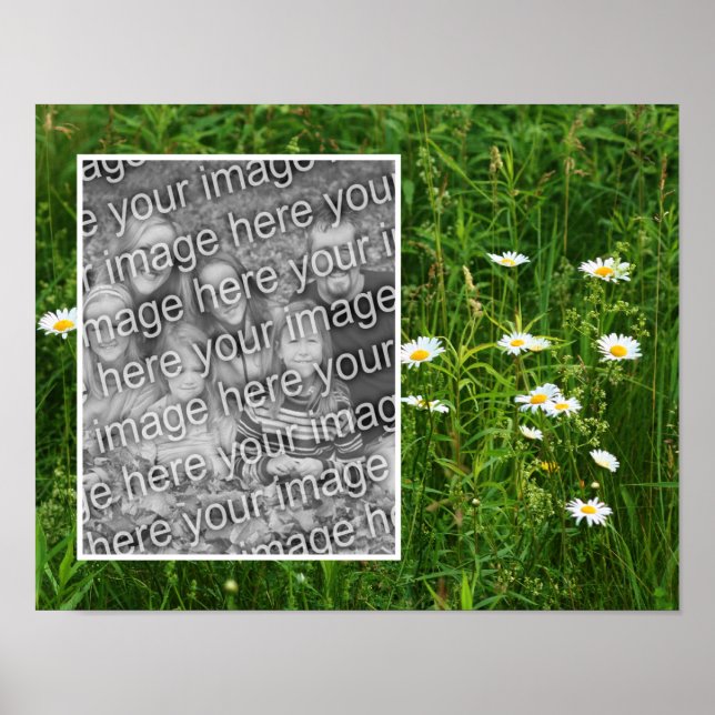 Affiche Fleurs De Faisceau En Champ Ajouter Votre Photo (Devant)