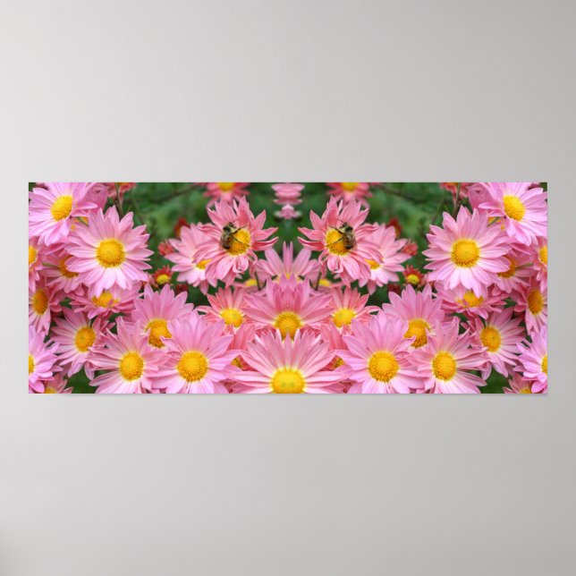 Affiche Fleurs De Faisée Rose Et Miroir D'Abeille Bumble A (Devant)