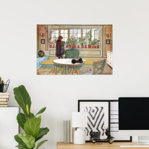 Affiche Fleurs de fenêtre botaniques de cottage rétro
