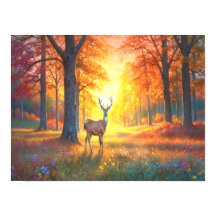 Fleurs de forêt colorées et art de cerf