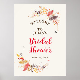 Affiche Fleurs de forêt sauvage Fougère Champignons Feuill