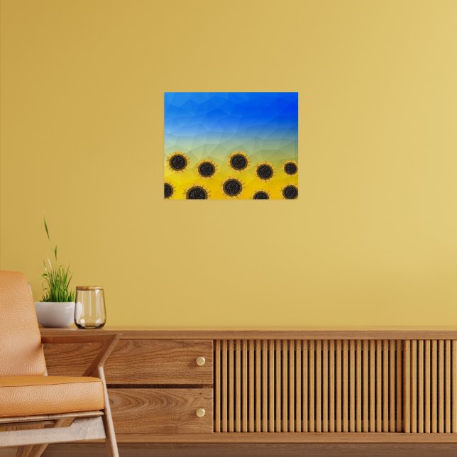 Affiche Fleurs de géométrie de maillage de motif jaune ble (Salon 2)