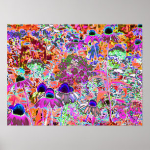 Affiche Fleurs de jardin rose chaleureux et vert citron ps