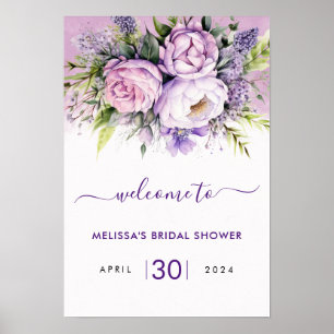 Affiche Fleurs de jardin violet et rose Fête des mariées f