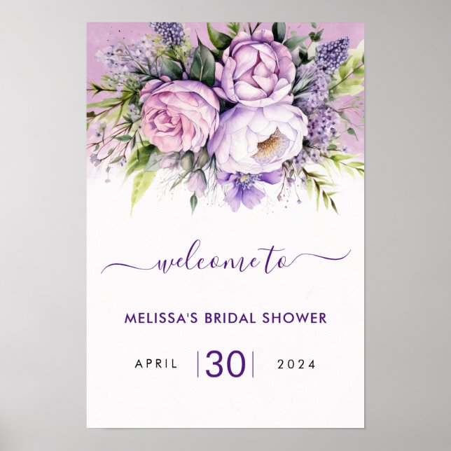 Affiche Fleurs de jardin violet et rose Fête des mariées f (Devant)