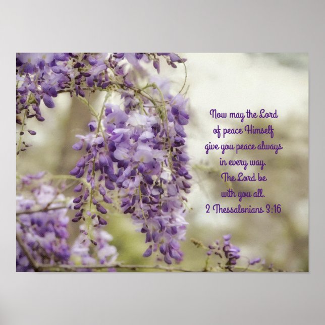 Affiche Fleurs de la glycine violette Art Bible Verse Post (Devant)