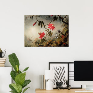 Affiche Fleurs de la passion avec colibris