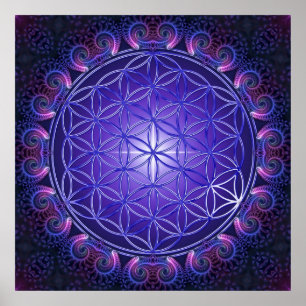 Affiche FLEURS DE LA VIE / Blume des Lebens Mandala I Carr