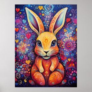 Affiche Fleurs de lapin coeur pourpre