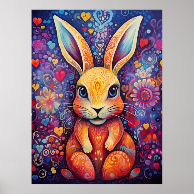 Affiche Fleurs de lapin coeur pourpre (Devant)