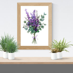 Affiche Fleurs de lavande et d'eucalyptus, botanique flora