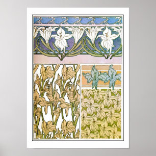 Affiche Fleurs de Lily au style Art nouveau, Mucha