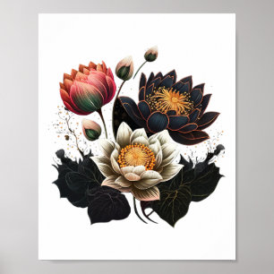 Affiche Fleurs de lotus Bouddhisme Symbole spirituel Yoga