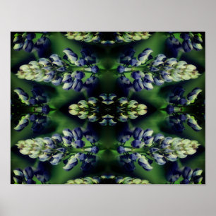 Affiche Fleurs de Lupine Bleu Sauvage Nature Abstraite