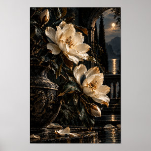 Affiche Fleurs de magnolia crème dans une œuvre d'art mura