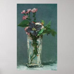 Affiche Fleurs de manet dans un vase de cristal