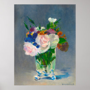 Affiche Fleurs de manet dans un vase de cristal