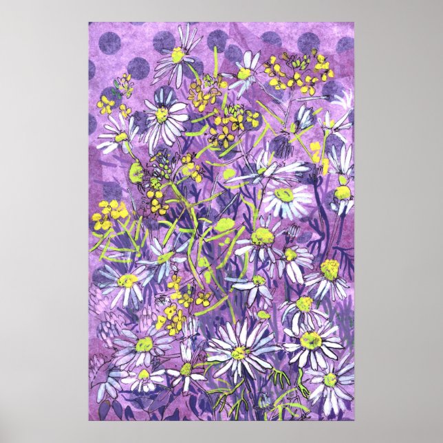 Affiche Fleurs de marais Polka Dot Fleurs d'été Floral Art (Devant)