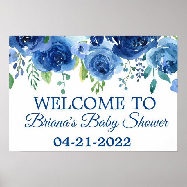 Affiche Fleurs de Mariage Naval Bleu (Devant)