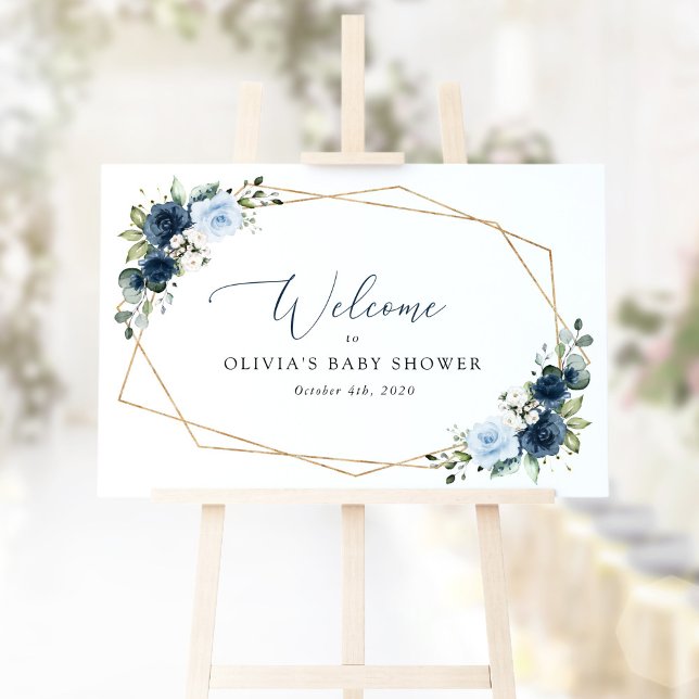 Affiche Fleurs de marine, Fleurs bleues, Baby shower d'acc (Créateur téléchargé)