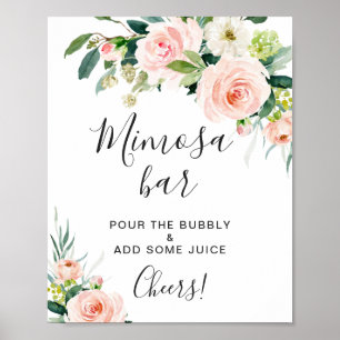 Affiche Fleurs de Mimosa Floral Teint Rose Sign de Mariage