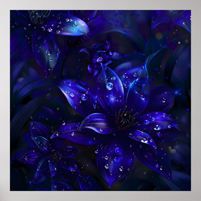 Affiche Fleurs de minuit argentées (Devant)