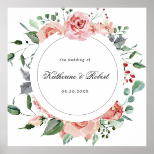 Affiche fleurs de minuit mariage à fleurs élégantes accuei