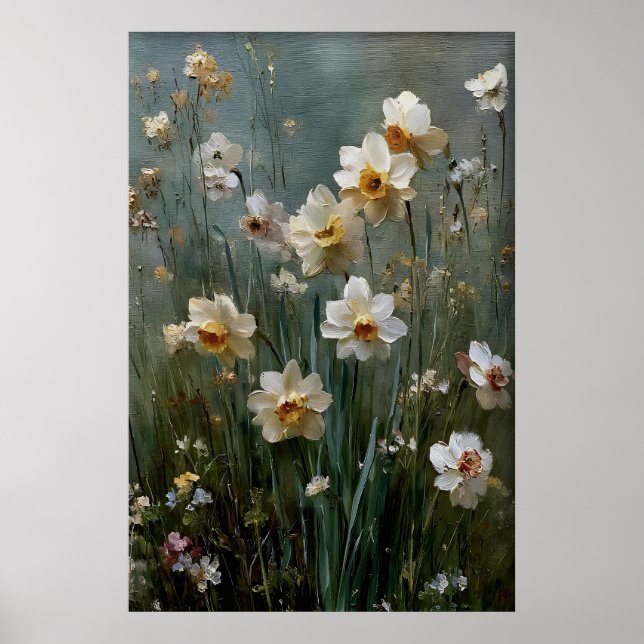 Affiche Fleurs de Narcisse Imprimables Art Mural, Antique  (Devant)