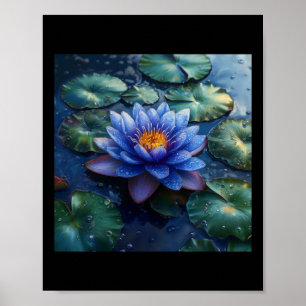 Affiche Fleurs de Nénuphar Pourpre Et Feuilles De Nénuphar