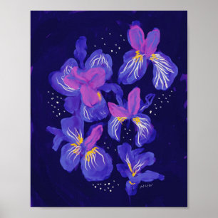 Affiche Fleurs De Néon Violet La Nuit