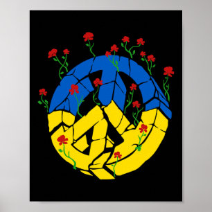 Affiche Fleurs de paix du drapeau de l'Ukraine