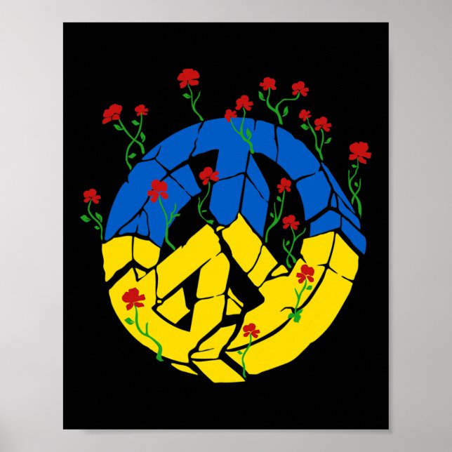 Affiche Fleurs de paix du drapeau de l'Ukraine  (Devant)