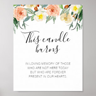 Affiche Fleurs de Pêche Cette Bougie Brûle Mariage Mémoria