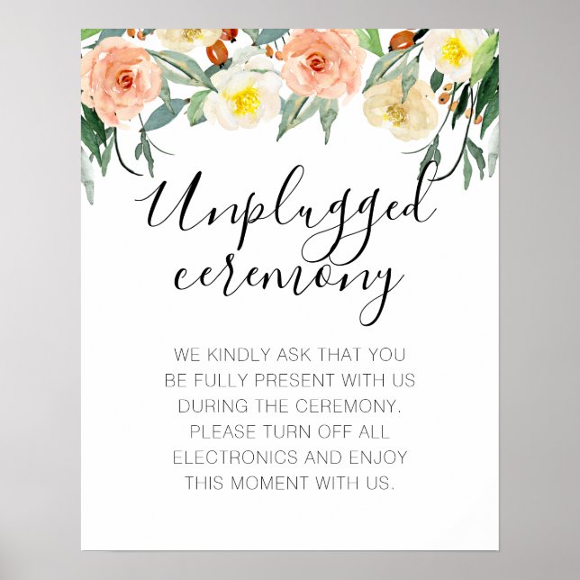 Affiche Fleurs de Pêche Sans Photos Cérémonie de Mariage D (Devant)