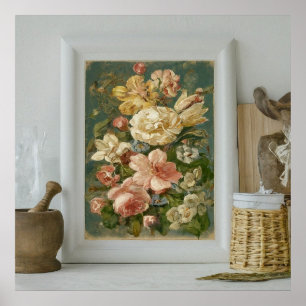 Affiche Fleurs de peinture à main modernes et belles impri