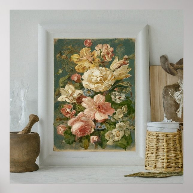 Affiche Fleurs de peinture à main modernes et belles impri (Devant)