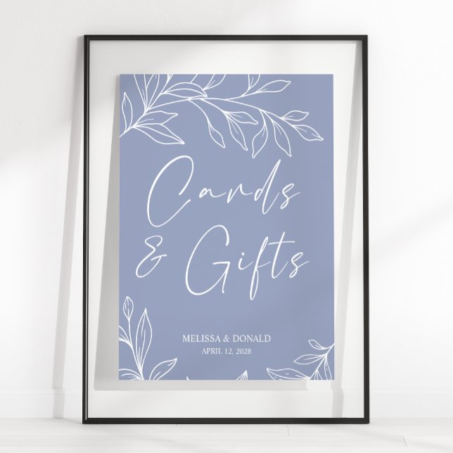 Affiche Fleurs de Pervenche Carte de Mariage Simple & Cade (Créateur téléchargé)