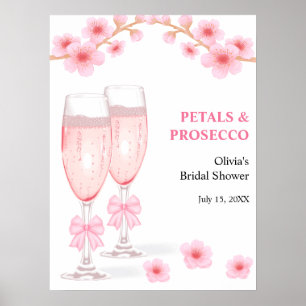Affiche Fleurs de pétale et Prosecco Shower de Mariée avec