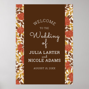 Affiche Fleurs de pivoine orange poussiéreuses Mariage d'a