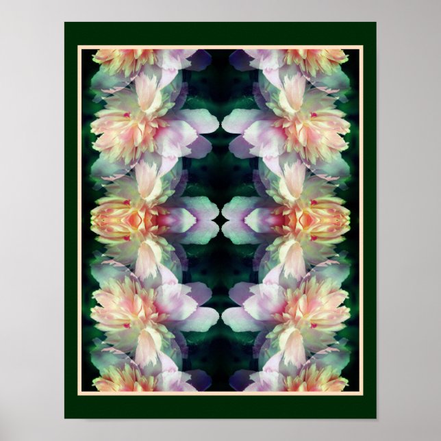 Affiche Fleurs de pivoine rose Multipliées Abstraites (Devant)