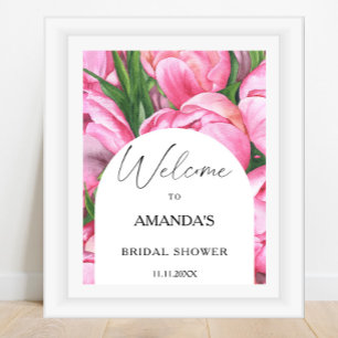 Affiche Fleurs de pivoine - signe d'accueil de la douche n