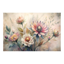 Fleurs de Prairie Botanique Rustique Aquarelle