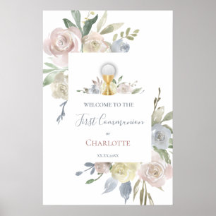 Affiche fleurs de première communion bouquets Panneau de b